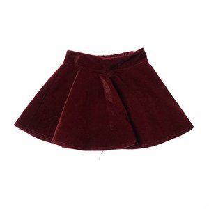 SHEIN Red Wine Flare Velvet Skirt
